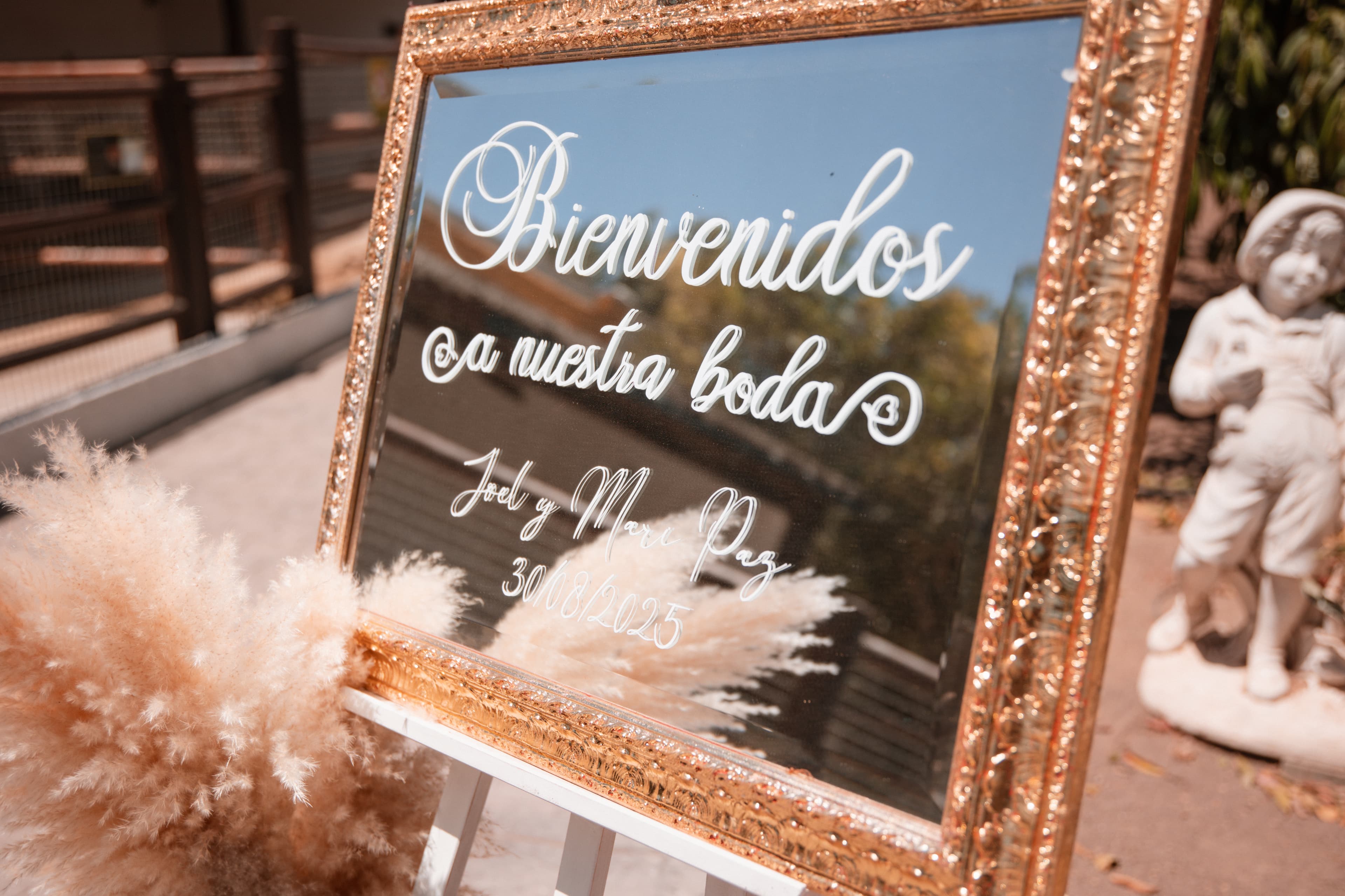 Espejo "Bienvenidos a nuestra boda"
